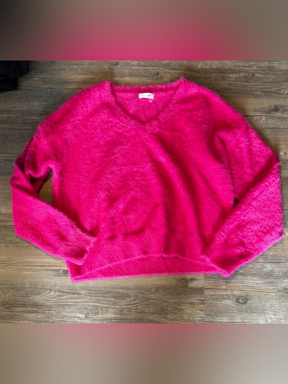 Gemma + Jane Eyelash Fuzzy V-Neck Sweater